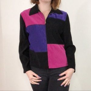 Vintage Retro 80s Color Block Pink & Purple Jacket
